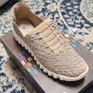 bernie mev. Taupe Woven Slip-On Sneakers